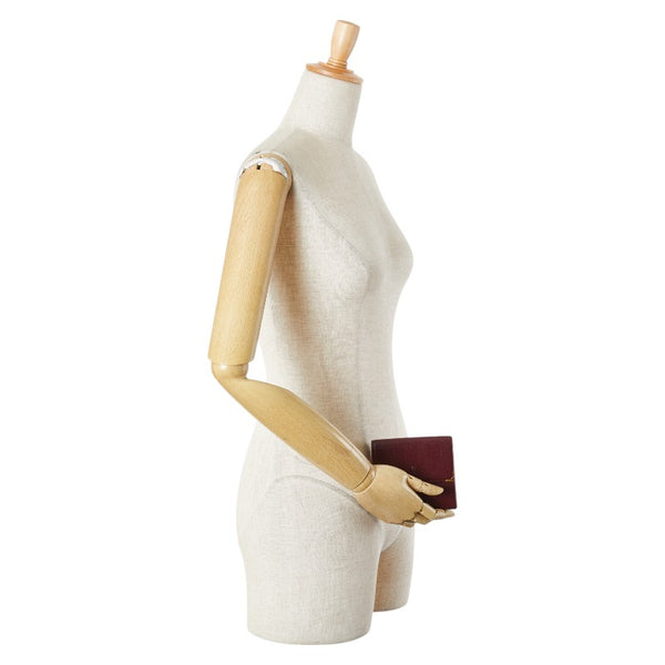 カルティエ マストライン 二つ折り財布 ワインレッド ボルドー レザー レディース CARTIER 【中古】