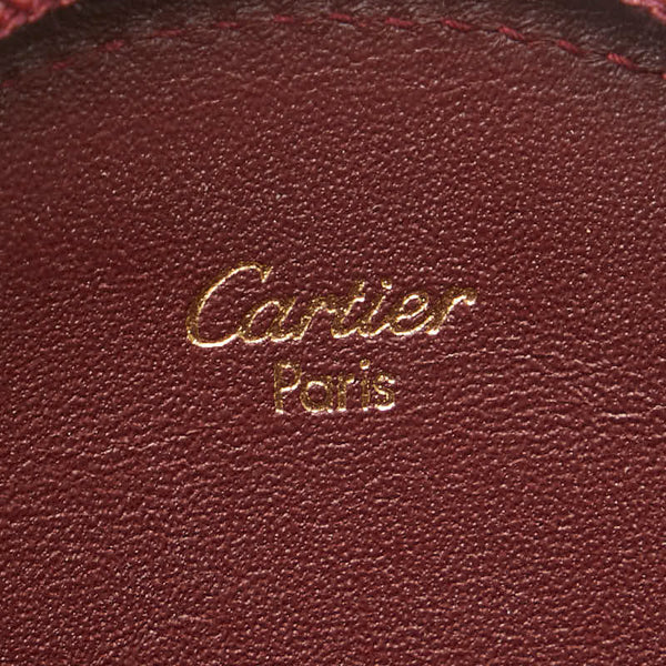 カルティエ マストライン ラウンド コインケース 小銭入れ ワインレッド ボルドー レザー レディース CARTIER 【中古】