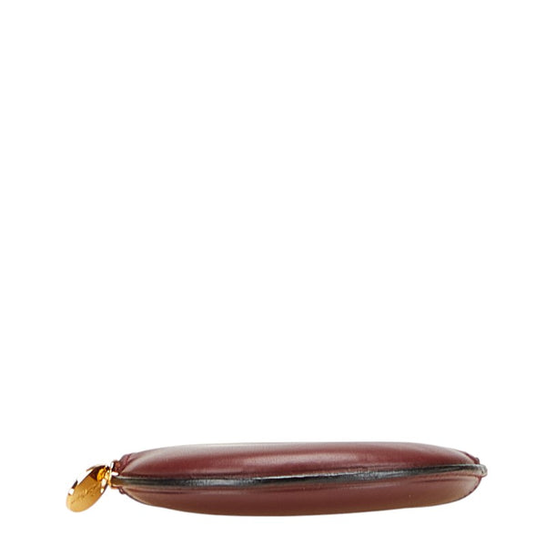 カルティエ マストライン ラウンド コインケース 小銭入れ ワインレッド ボルドー レザー レディース CARTIER 【中古】