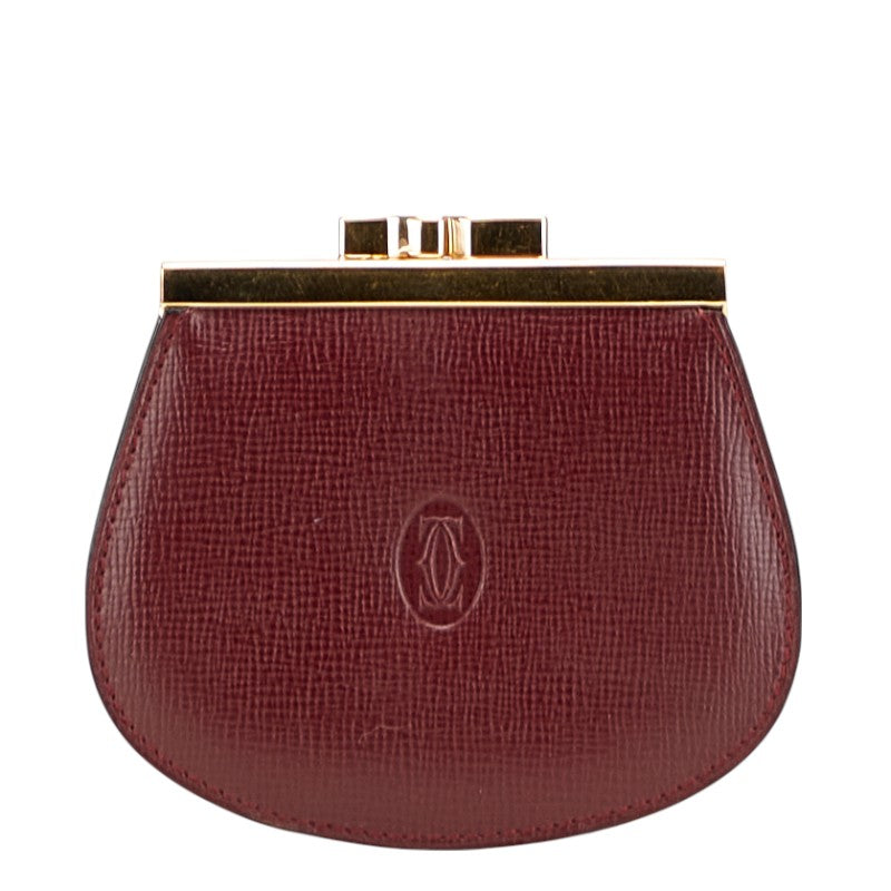 カルティエ マストライン コインケース 小銭入れ ワインレッド ボルドー レザー レディース CARTIER 【中古】