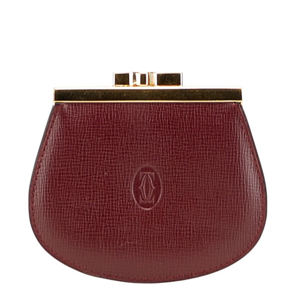 カルティエ マストライン コインケース 小銭入れ ワインレッド ボルドー レザー レディース CARTIER 【中古】