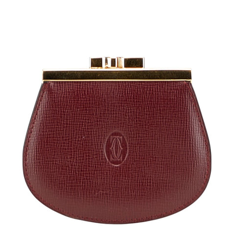 カルティエ マストライン コインケース 小銭入れ ワインレッド ボルドー レザー レディース CARTIER 【中古】