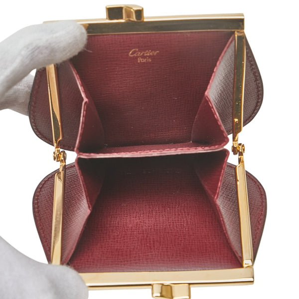 カルティエ マストライン コインケース 小銭入れ ワインレッド ボルドー レザー レディース CARTIER 【中古】