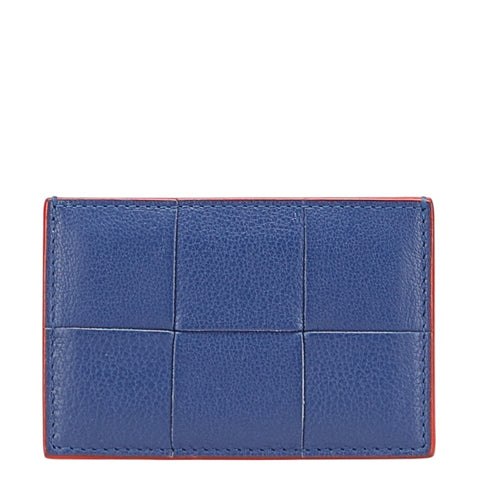 ボッテガヴェネタ マキシイントレチャート カードケース ブルー レッド レザー レディース BOTTEGAVENETA 【中古】
