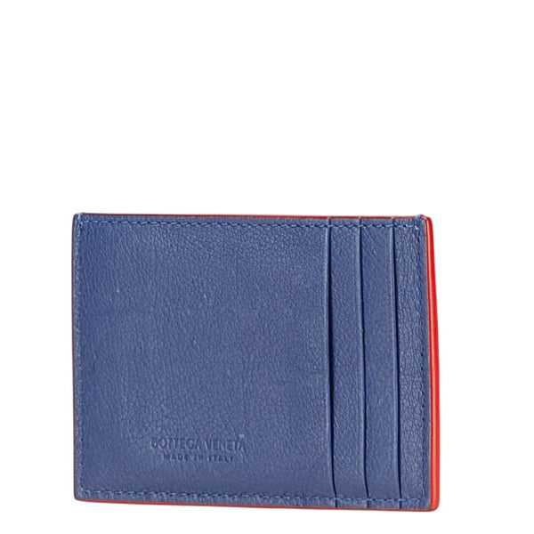ボッテガヴェネタ マキシイントレチャート カードケース ブルー レッド レザー レディース BOTTEGAVENETA 【中古】