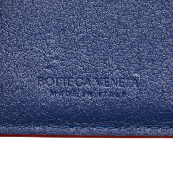 ボッテガヴェネタ マキシイントレチャート カードケース ブルー レッド レザー レディース BOTTEGAVENETA 【中古】