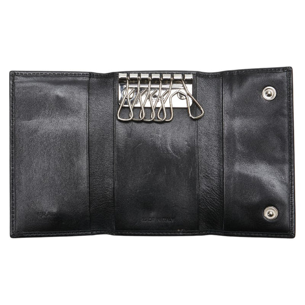 プラダ ロゴ金具 6連 キーケース ブラック レザー レディース PRADA 【中古】
