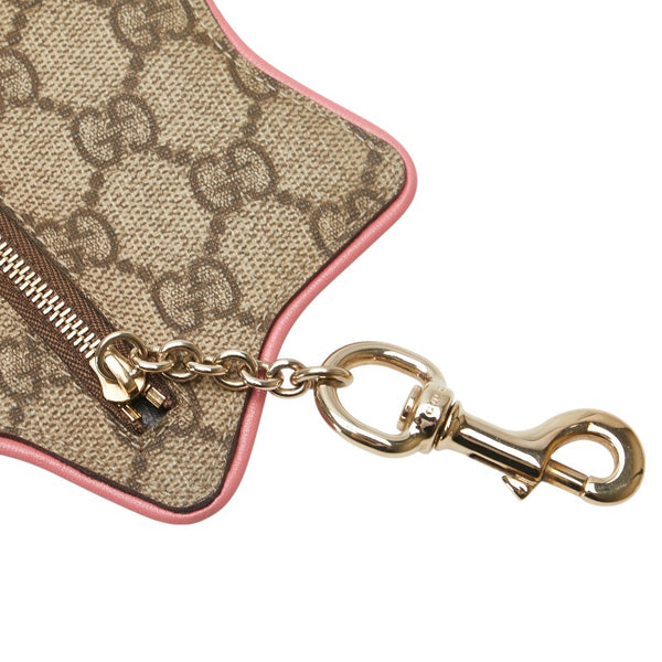グッチ GGスプリーム スター 星 コインケース チャーム キーホルダー ベージュ ピンク PVC レザー レディース GUCCI 【中古】