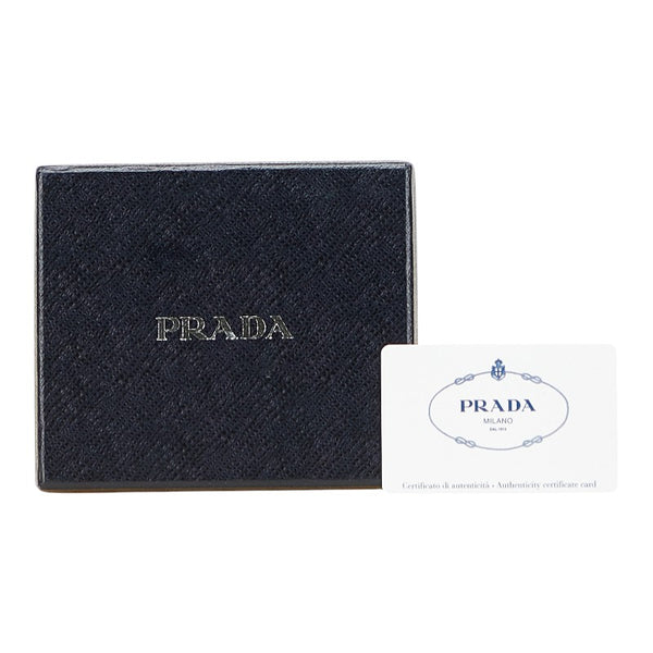 プラダ ロゴ金具 二つ折り財布 ブラウン レザー レディース PRADA 【中古】