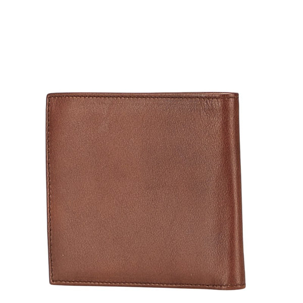 プラダ ロゴ金具 二つ折り財布 ブラウン レザー レディース PRADA 【中古】