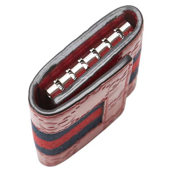 グッチ グッチシマ シェリーライン 6連 キーケース 408828 レッド ネイビー レザー レディース GUCCI 【中古】