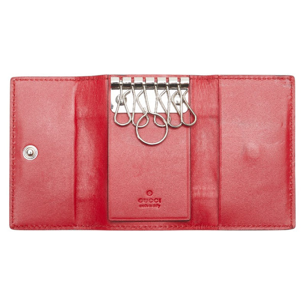 グッチ グッチシマ シェリーライン 6連 キーケース 408828 レッド ネイビー レザー レディース GUCCI 【中古】