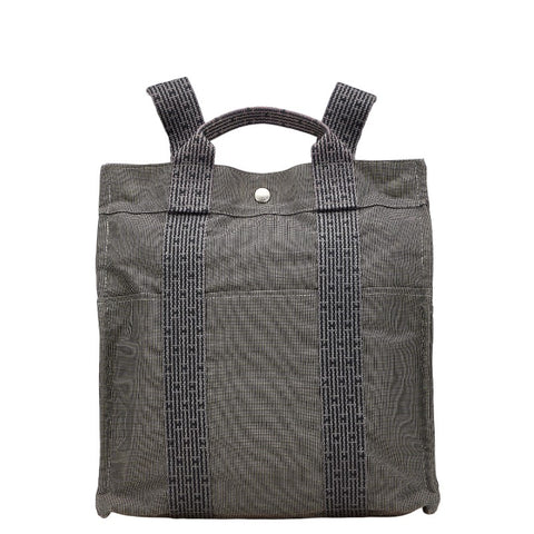 エルメス エールライン アドMM リュック バックパック グレー キャンバス レディース HERMES 【中古】