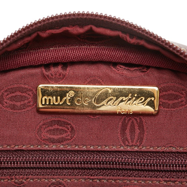 カルティエ マストライン 斜め掛け ショルダーバッグ ワインレッド ボルドー レザー レディース CARTIER 【中古】