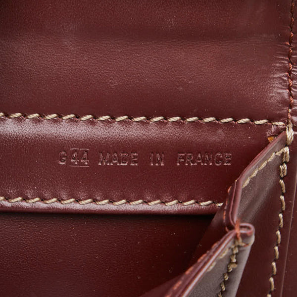 カルティエ マストライン 斜め掛け ショルダーバッグ ワインレッド ボルドー レザー レディース CARTIER 【中古】