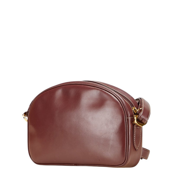 カルティエ マストライン 斜め掛け ショルダーバッグ ワインレッド ボルドー レザー レディース CARTIER 【中古】