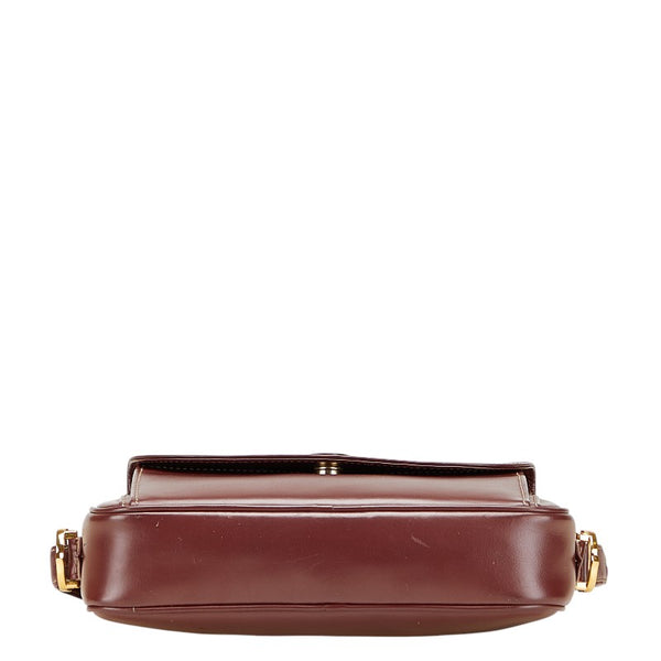 カルティエ マストライン 斜め掛け ショルダーバッグ ワインレッド ボルドー レザー レディース CARTIER 【中古】