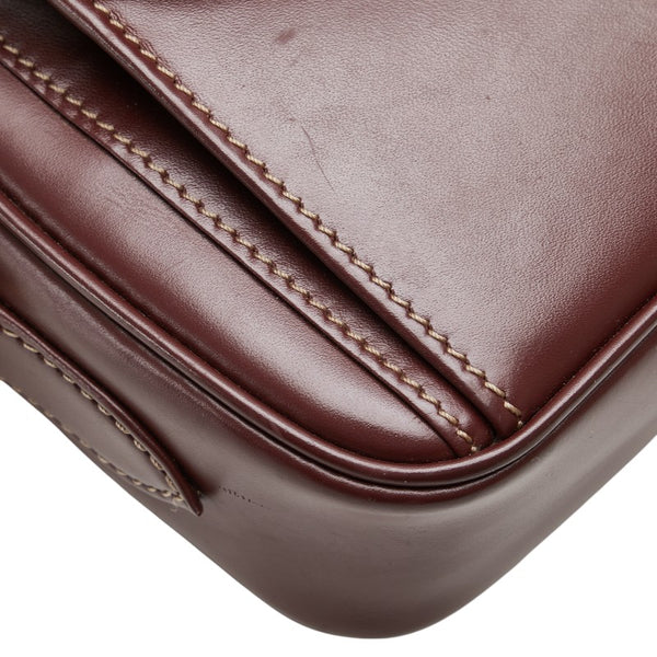 カルティエ マストライン 斜め掛け ショルダーバッグ ワインレッド ボルドー レザー レディース CARTIER 【中古】
