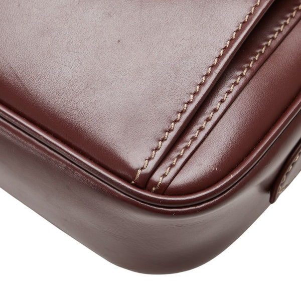 カルティエ マストライン 斜め掛け ショルダーバッグ ワインレッド ボルドー レザー レディース CARTIER 【中古】