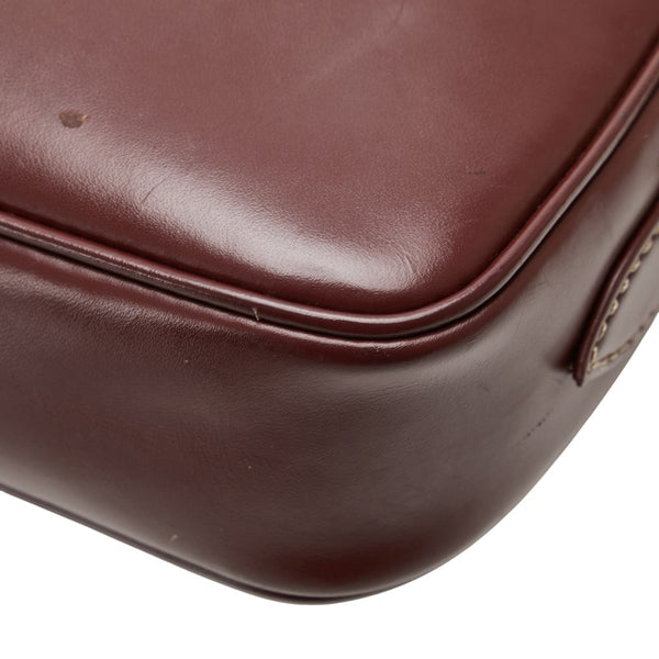 カルティエ マストライン 斜め掛け ショルダーバッグ ワインレッド ボルドー レザー レディース CARTIER 【中古】