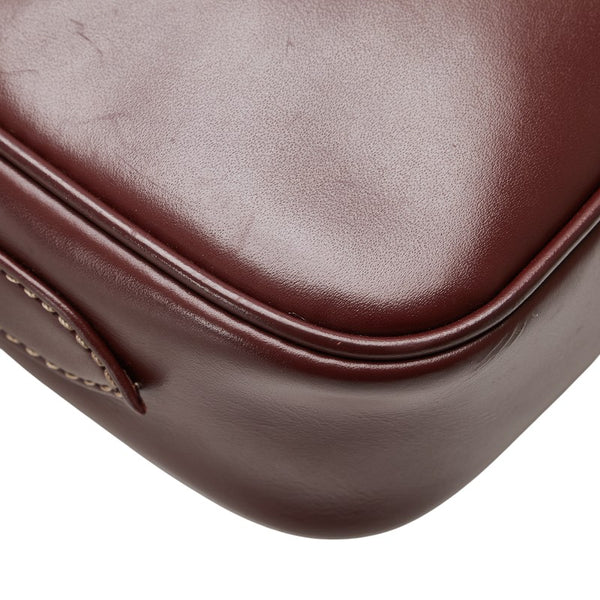 カルティエ マストライン 斜め掛け ショルダーバッグ ワインレッド ボルドー レザー レディース CARTIER 【中古】