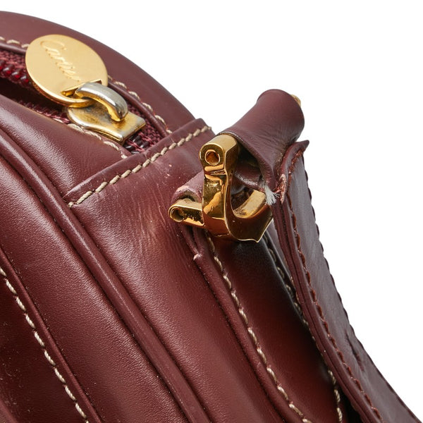 カルティエ マストライン 斜め掛け ショルダーバッグ ワインレッド ボルドー レザー レディース CARTIER 【中古】