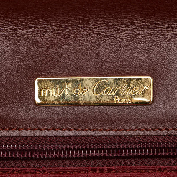 カルティエ マストライン クラッチバッグ セカンドバッグ ワインレッド ボルドー レザー レディース CARTIER 【中古】