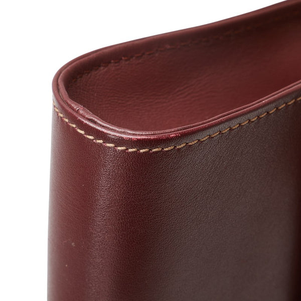 カルティエ マストライン クラッチバッグ セカンドバッグ ワインレッド ボルドー レザー レディース CARTIER 【中古】