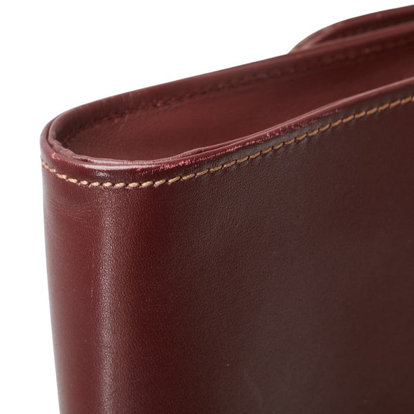 カルティエ マストライン クラッチバッグ セカンドバッグ ワインレッド ボルドー レザー レディース CARTIER 【中古】