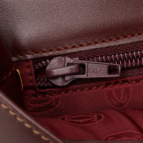 カルティエ マストライン クラッチバッグ セカンドバッグ ワインレッド ボルドー レザー レディース CARTIER 【中古】