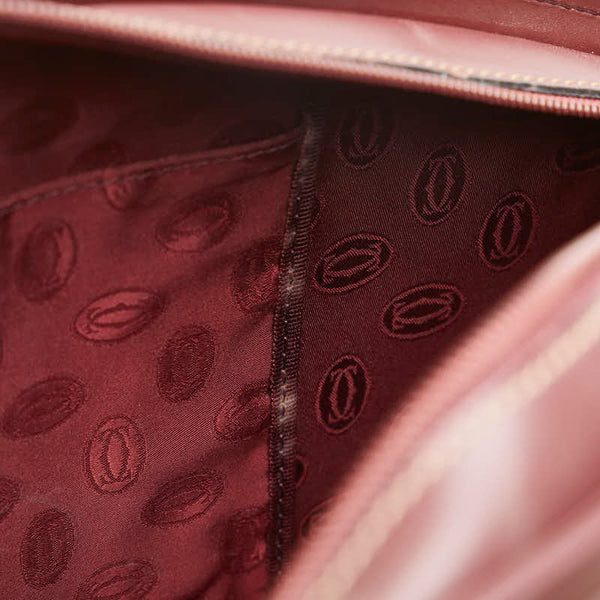 カルティエ マスト ドゥ カルティエ ハンドバッグ ワインレッド ボルドー レザー レディース CARTIER 【中古】
