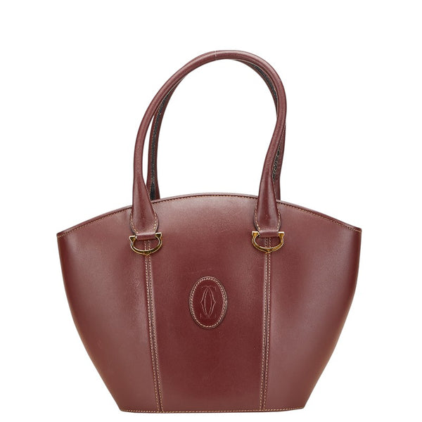 カルティエ マスト ドゥ カルティエ ハンドバッグ ワインレッド ボルドー レザー レディース CARTIER 【中古】