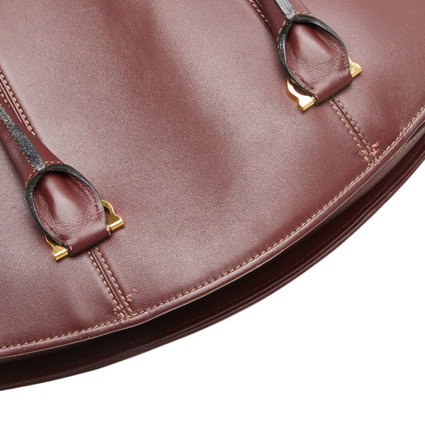 カルティエ マスト ドゥ カルティエ ハンドバッグ ワインレッド ボルドー レザー レディース CARTIER 【中古】