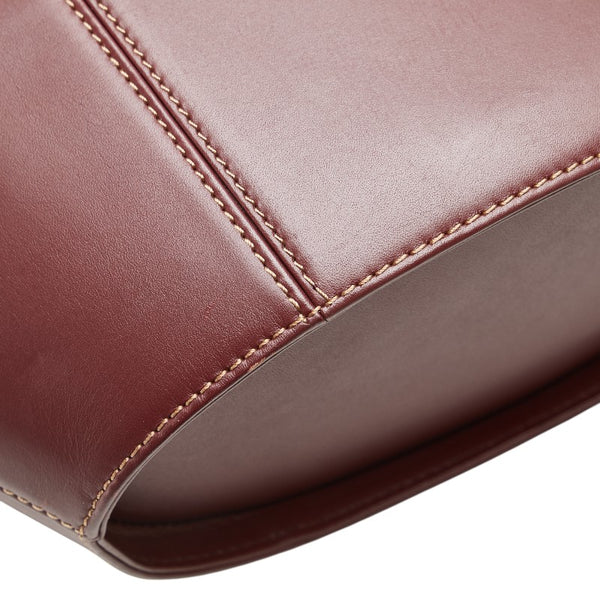 カルティエ マスト ドゥ カルティエ ハンドバッグ ワインレッド ボルドー レザー レディース CARTIER 【中古】