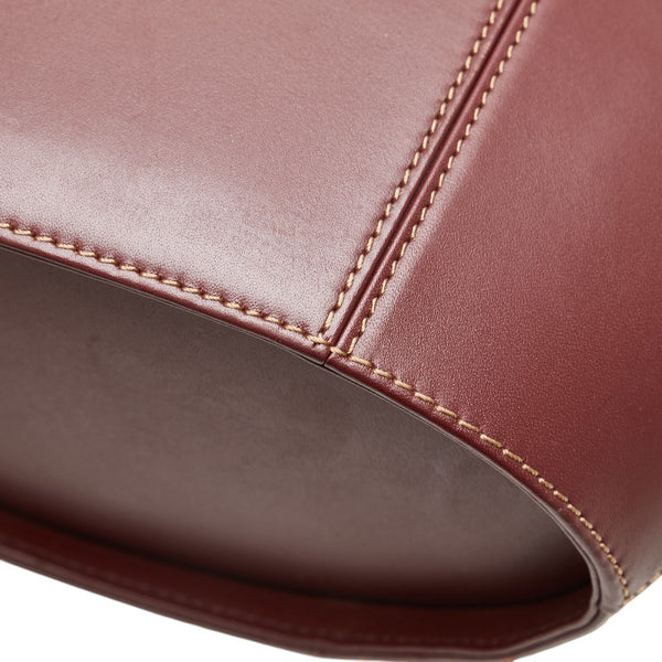 カルティエ マスト ドゥ カルティエ ハンドバッグ ワインレッド ボルドー レザー レディース CARTIER 【中古】