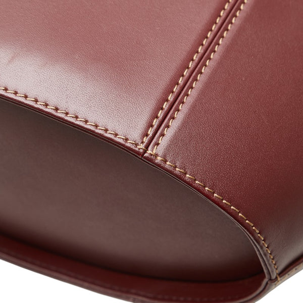 カルティエ マスト ドゥ カルティエ ハンドバッグ ワインレッド ボルドー レザー レディース CARTIER 【中古】