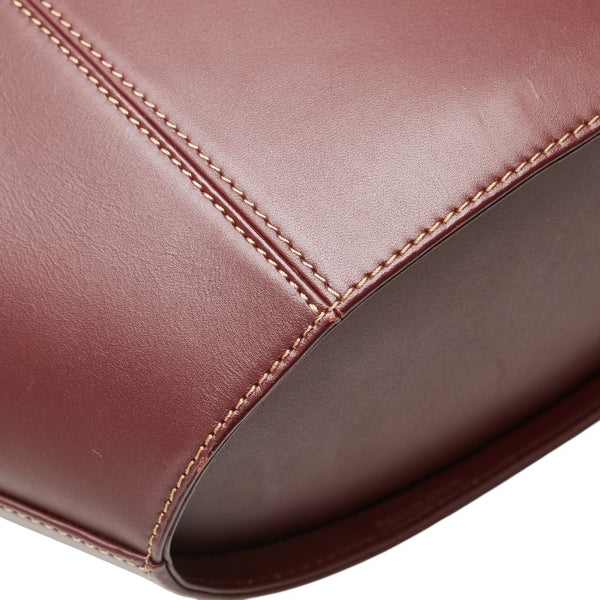 カルティエ マスト ドゥ カルティエ ハンドバッグ ワインレッド ボルドー レザー レディース CARTIER 【中古】