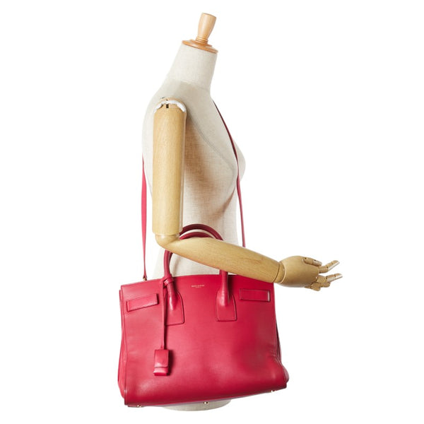 サンローラン ロゴ ショルダーバッグ ハンドバッグ 2WAY ピンク レザー レディース SAINT LAURENT 【中古】
