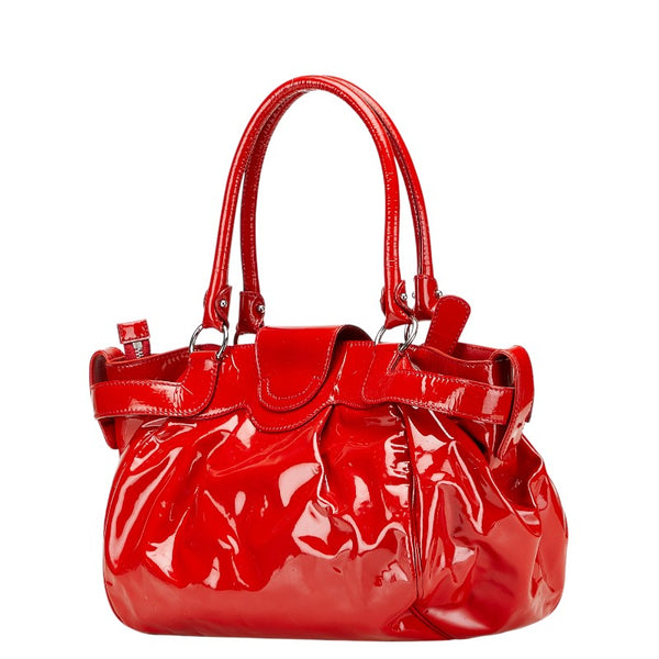 サルヴァトーレフェラガモ ガンチーニ ハンドバッグ AB-21 A050 レッド エナメル レディース Salvatore Ferragamo 【中古】