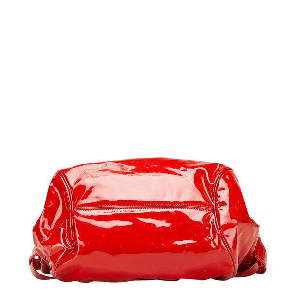 サルヴァトーレフェラガモ ガンチーニ ハンドバッグ AB-21 A050 レッド エナメル レディース Salvatore Ferragamo 【中古】