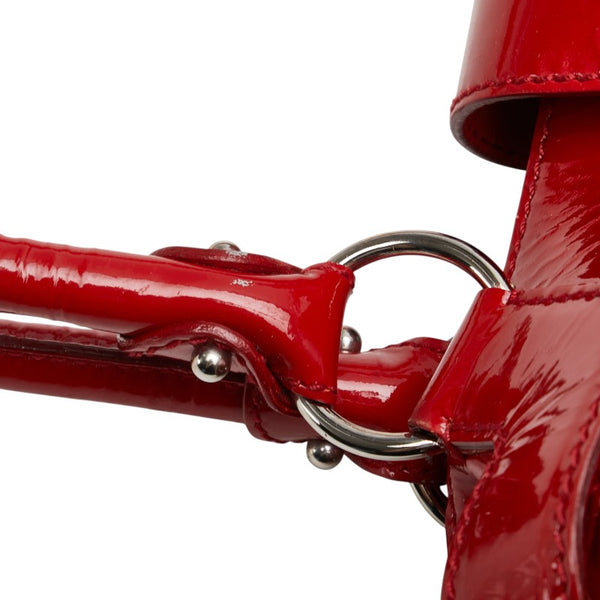 サルヴァトーレフェラガモ ガンチーニ ハンドバッグ AB-21 A050 レッド エナメル レディース Salvatore Ferragamo 【中古】