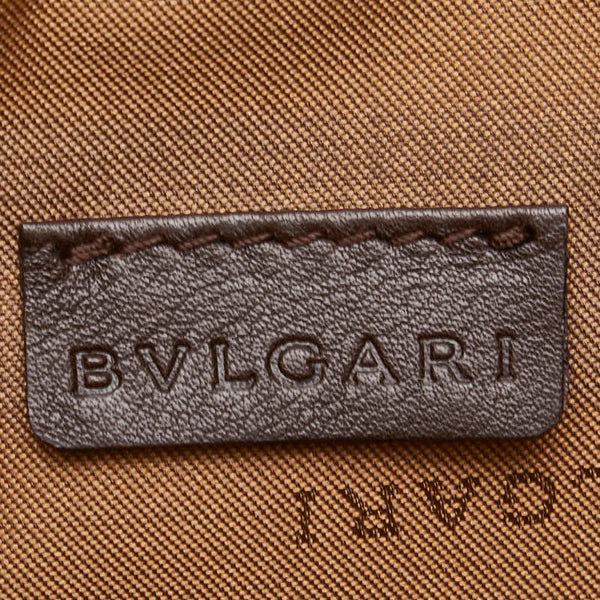 ブルガリ ロゴマニア 斜め掛け ショルダーバッグ ブラウン キャンバス レザー レディース BVLGARI 【中古】