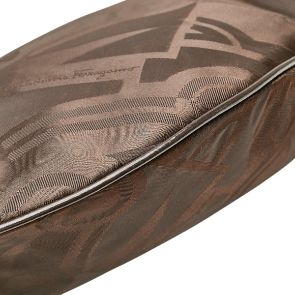 サルヴァトーレフェラガモ ワンショルダーバッグ ブラウン ナイロン レザー レディース Salvatore Ferragamo 【中古】