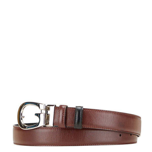 グッチ Gバックル ベルト 80.32 036 1450 1103 ワインレッド シルバー レザー レディース GUCCI 【中古】