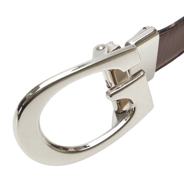 グッチ Gバックル ベルト 80.32 036 1450 1103 ワインレッド シルバー レザー レディース GUCCI 【中古】