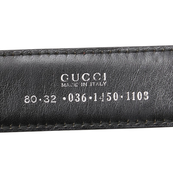 グッチ Gバックル ベルト 80.32 036 1450 1103 ワインレッド シルバー レザー レディース GUCCI 【中古】