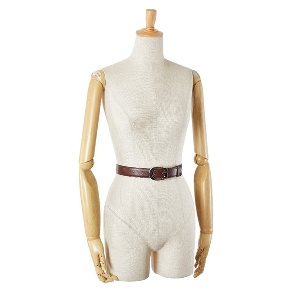 グッチ Gバックル ベルト 80.32 036 1450 1103 ワインレッド シルバー レザー レディース GUCCI 【中古】