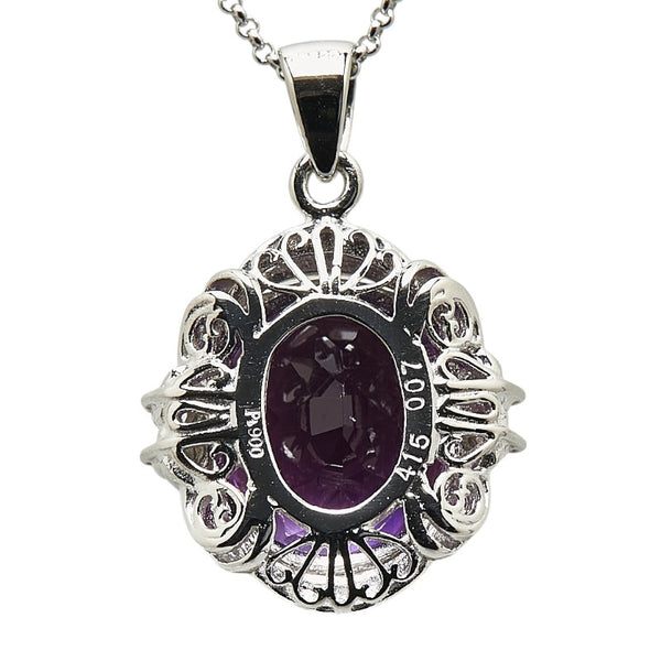 Pt900 プラチナ Pt850 プラチナ アメジスト4.15ct ダイヤ0.07ct ペンダントネックレス レディース 【中古】