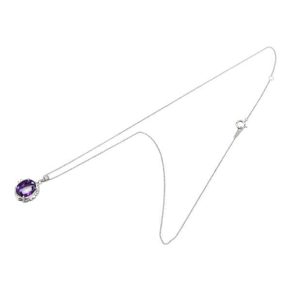 Pt900 プラチナ Pt850 プラチナ アメジスト4.15ct ダイヤ0.07ct ペンダントネックレス レディース 【中古】