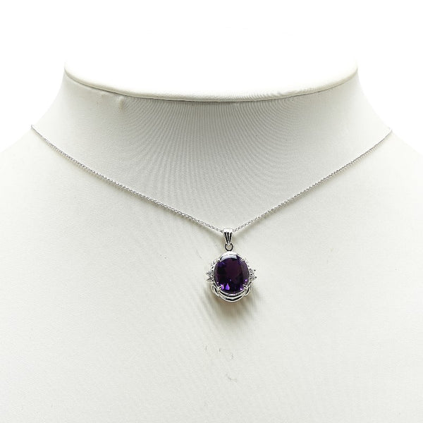Pt900 プラチナ Pt850 プラチナ アメジスト4.15ct ダイヤ0.07ct ペンダントネックレス レディース 【中古】